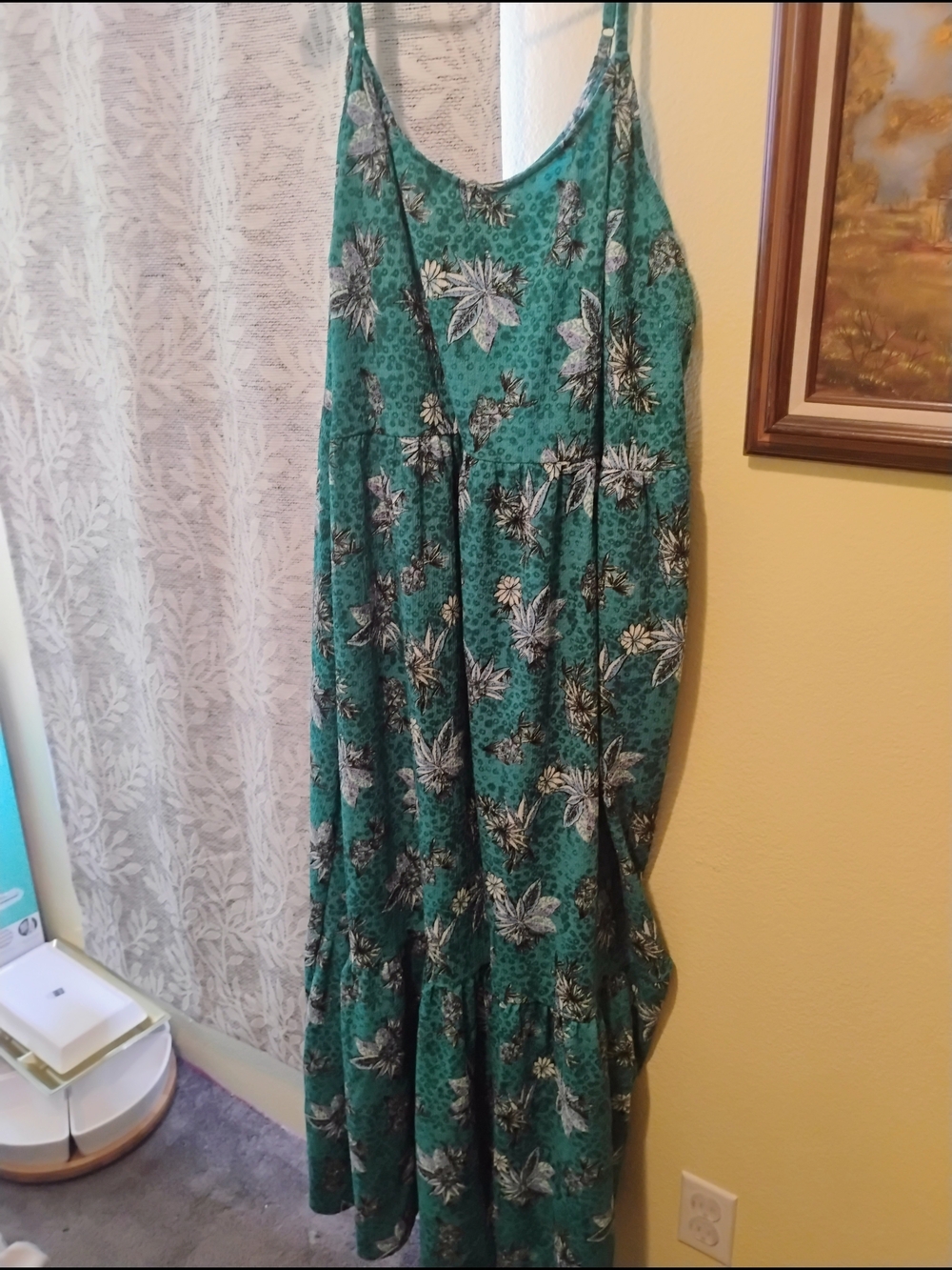 Lane Bryant Teal Floral Tiered Maxi Dress